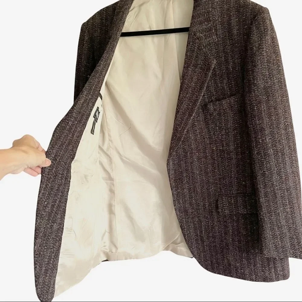 HARRIS TWEED Vintage Hand Woven Scotland Wool Blazer 48R - Picture 2 of 8
